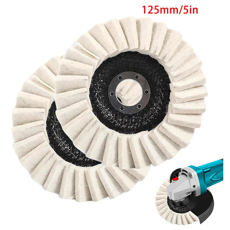 【Cc22】2Pcs Wool Felt Flap Polishing Wheel Disc Buffing Pad Premium Felt Polishing Pads for Metal Marble Stone