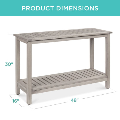 48In 2-Shelf Indoor Outdoor Wooden Console Table Multifunctional Buffet Bar Storage - Gray