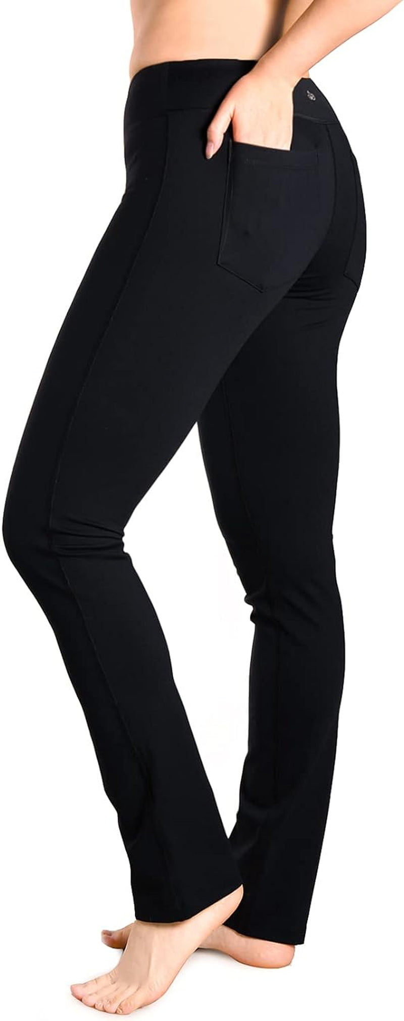 Women'S Petite/Regular/Tall Straight Leg Yoga Pants, Slim Fit Stretch Pants for Everyday, Travel & Casual Wear
