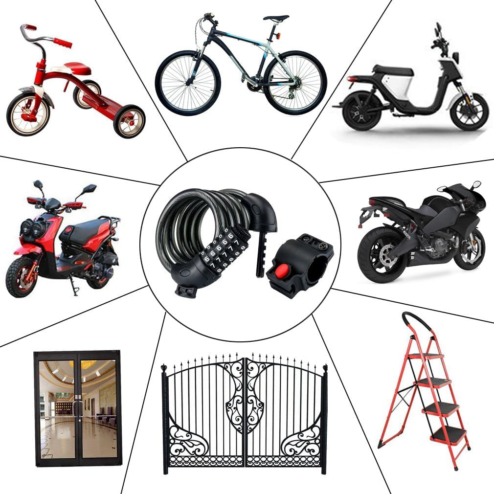 Bike Lock High Security 5 Digit Resettable Combination Coiling Cable Lock Best for Bicycle Outdoors, Orange-1