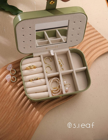 Travel Jewelry Organizer Boxes for Women Small Portable Necklace Earrings Bracelet Rings Travel Case Best Friend Birthday Gifts for Women Trendy (14_Crocodile_Avocade_Big)
