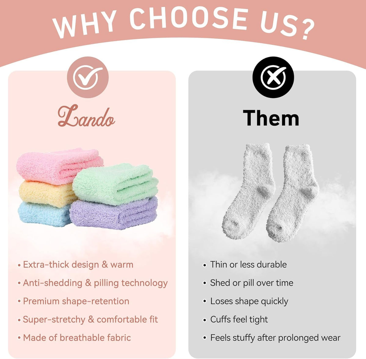 Women'S Fuzzy Slipper Socks - Warm, Fluffy, Cozy Crew Socks for Winter