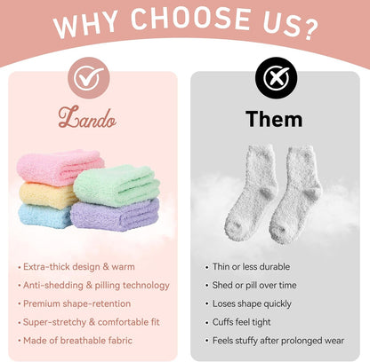 Women'S Fuzzy Slipper Socks - Warm, Fluffy, Cozy Crew Socks for Winter