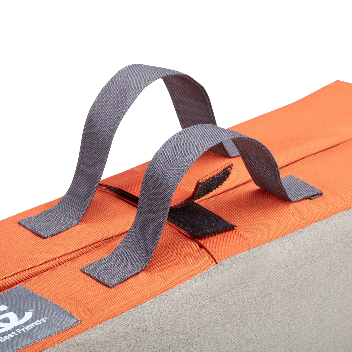 Best Friends Foldable Travel Dog Bed, Small / Medium - Gray and Orange Washable Cover with Microsuede Top and a Memory Foam Topper for Comfort