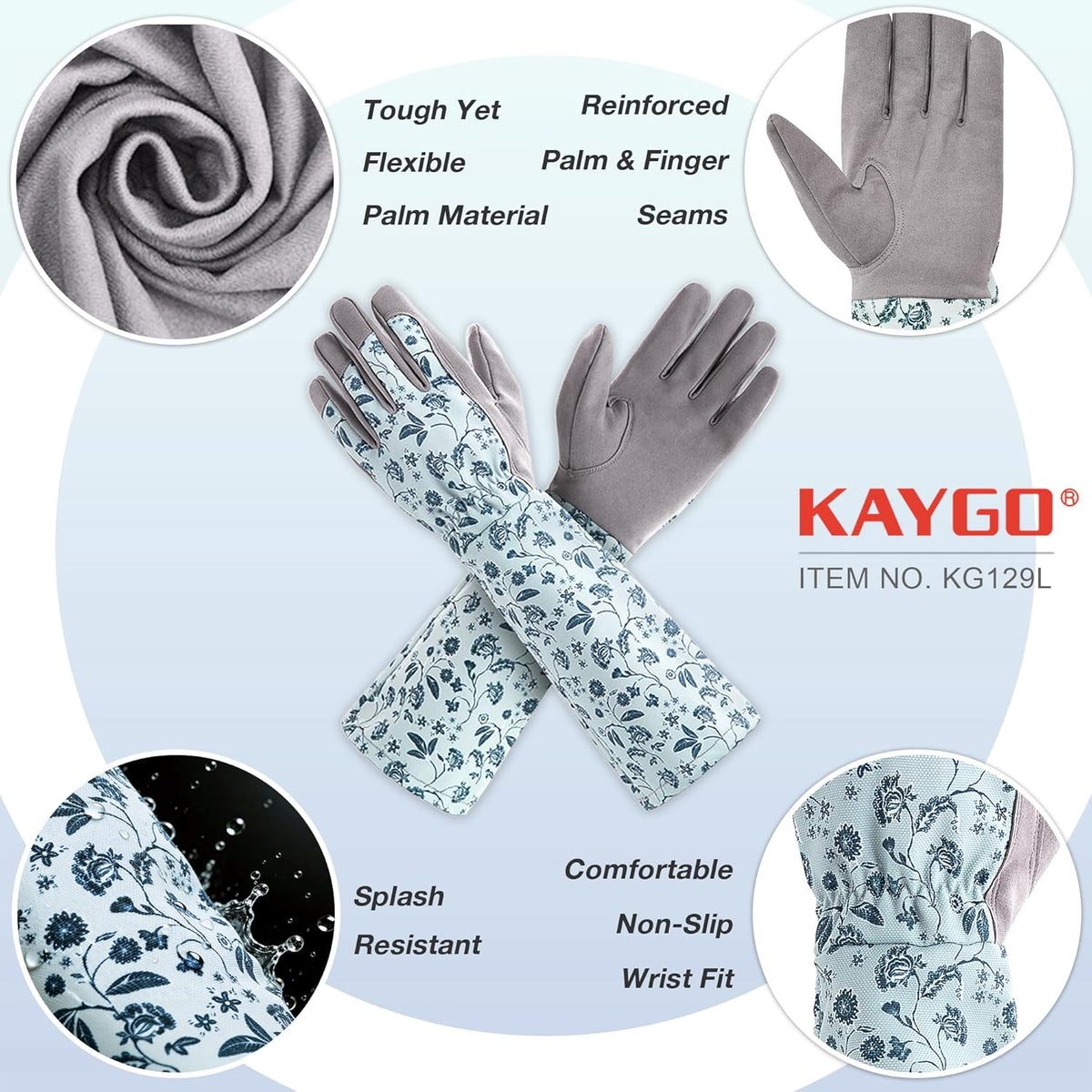 Gardening Gloves for Women Long Sleeve, Light Protective Gloves for Yard and Outdoor Work, Best Garden Gifts for Gardener,Gray,M
