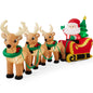 8.5Ft X 3Ft Lighted Inflatable Christmas Santa Claus & Reindeer Indoor Outdoor W/ Electric Fan