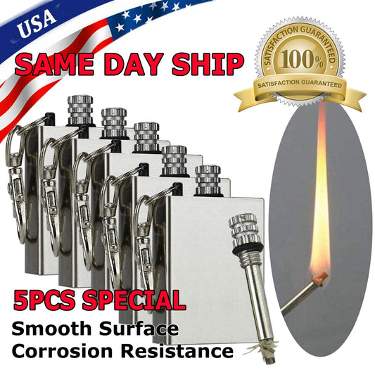 5 Lighter Flint Magnesium Emergency Fire Starter Camp Survival Refill Waterproof