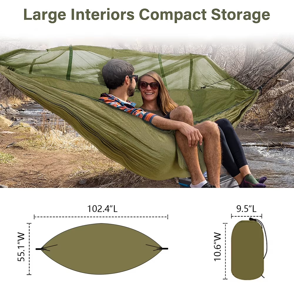 Camping Hammock, Portable Double Hammock Bug Net,Travel Hammock with Mosquito Net，Mesh and Hammock Closed Connection，Best for Outdoor, Hiking, Camping, Backpacking, Travel, Backyard