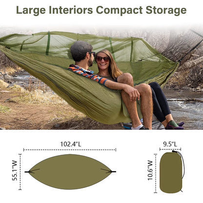 Camping Hammock, Portable Double Hammock Bug Net,Travel Hammock with Mosquito Net，Mesh and Hammock Closed Connection，Best for Outdoor, Hiking, Camping, Backpacking, Travel, Backyard
