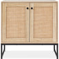2-Door Rattan Storage Cabinet, Accent Furniture, Cupboard W/ Non-Scratch Foot Pads - Natural