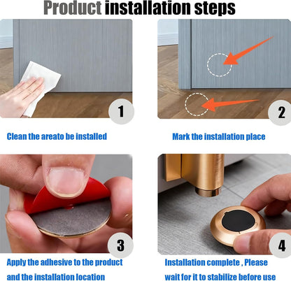 Magnetic Door Stopper - 2026 New Magnet Floor Door Stop Retractable, Door Magnetic Catch,Door Wedge Stopper No Drilling Mount with Adhesive,Door Holder to Keep Door Open (Brushed Nickel 1PC)