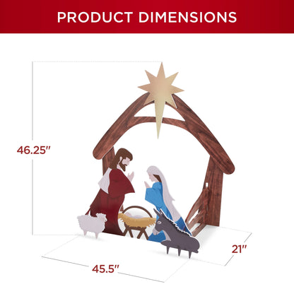 4Ft Outdoor Nativity Scene, Weather-Resistant Decor, Christmas Family Yard Decoration, PVC