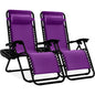 Set of 2 Zero Gravity Lounge Chair Recliners for Patio, Pool W/ Cup Holder Tray - Amethyst Purple