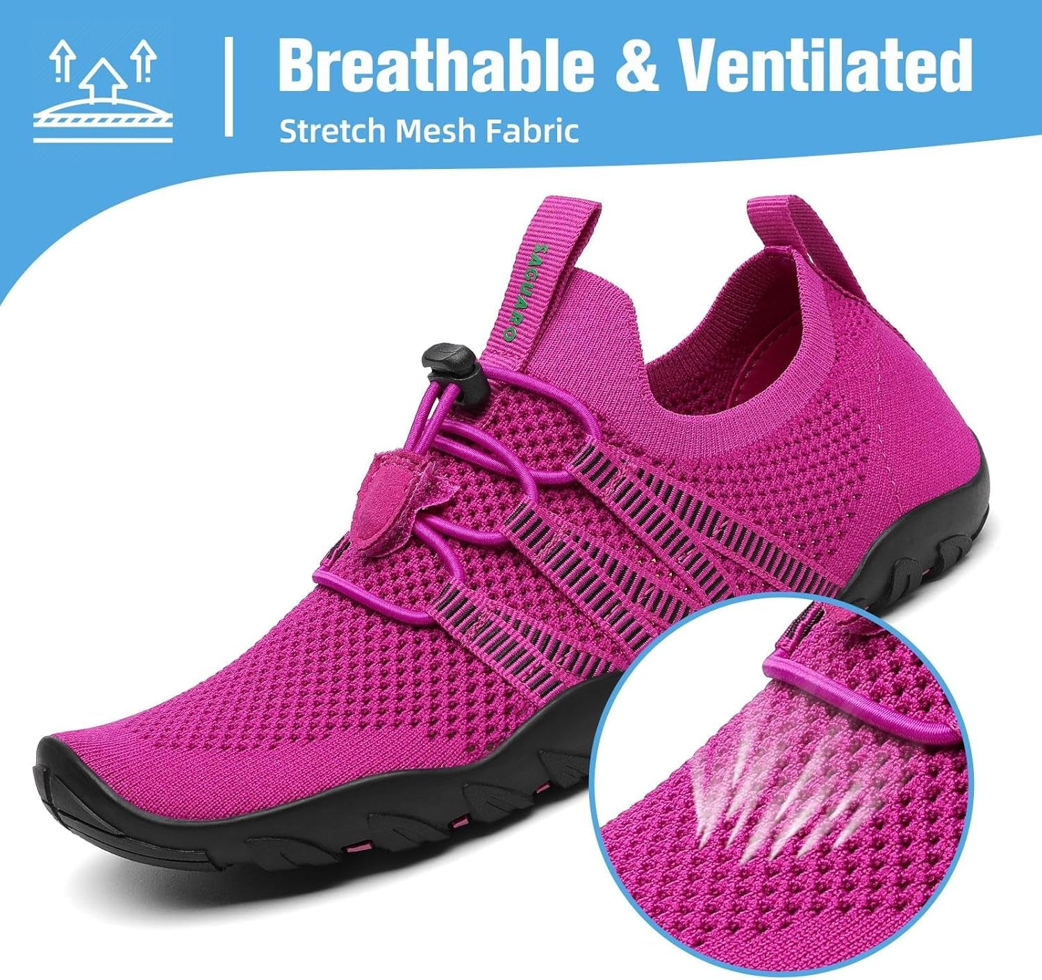 Water Shoes for Women Men, Quick-Dry Barefoot Swim Shoes with Drainage Holes, Lightweight Aqua Shoe for Beach Pool River Boating Yoga Walking