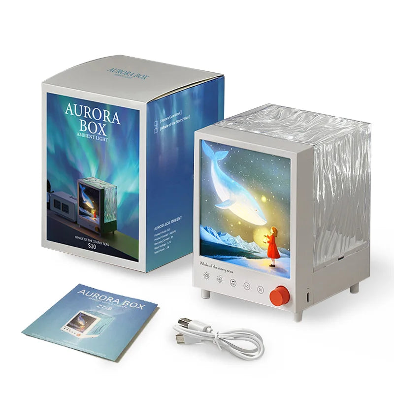 Aurora Light Projector Bluetooth Speaker Wireless Bluetooth Music Player with White Noise Colorful Ambient Light Stepless Dimmin
