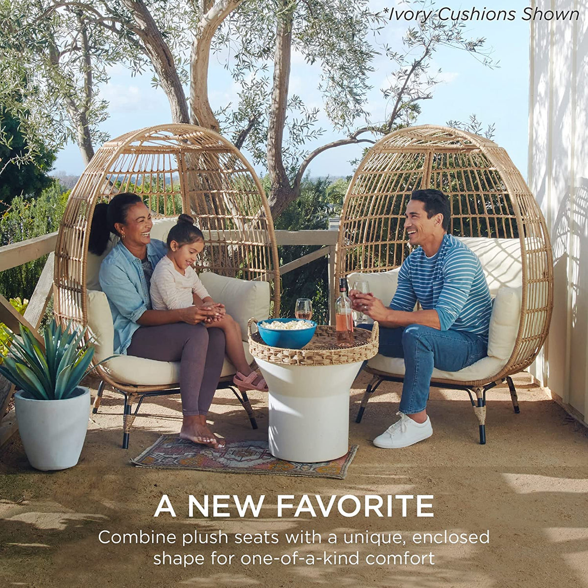 Best Choice Products Wicker Egg Chair, Oversized Indoor Outdoor Lounger for Patio, Backyard, Living Room W/ 4 Cushions, Steel Frame, 440Lb Capacity - Black