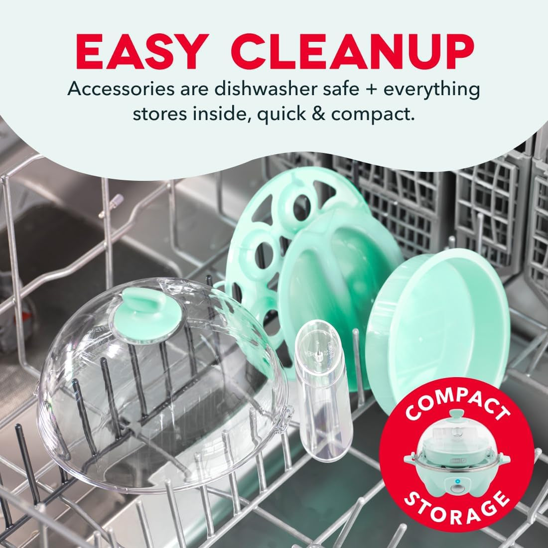 Rapid Egg Cooker - Boiler, Poacher & Steamer - Includes Measuring & Recipe Guide - Dishwasher Safe - BPA Free - Holds 7 Eggs, Aqua