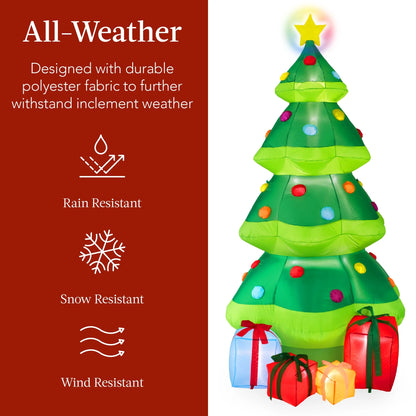 10Ft Inflatable Christmas Tree, Large Lighted Outdoor Blow up Decor W/ 10 LED Lights