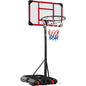 Kids Height-Adjustable Basketball Hoop, Portable Game W/ 2 Wheels, Square Backboard - Clear