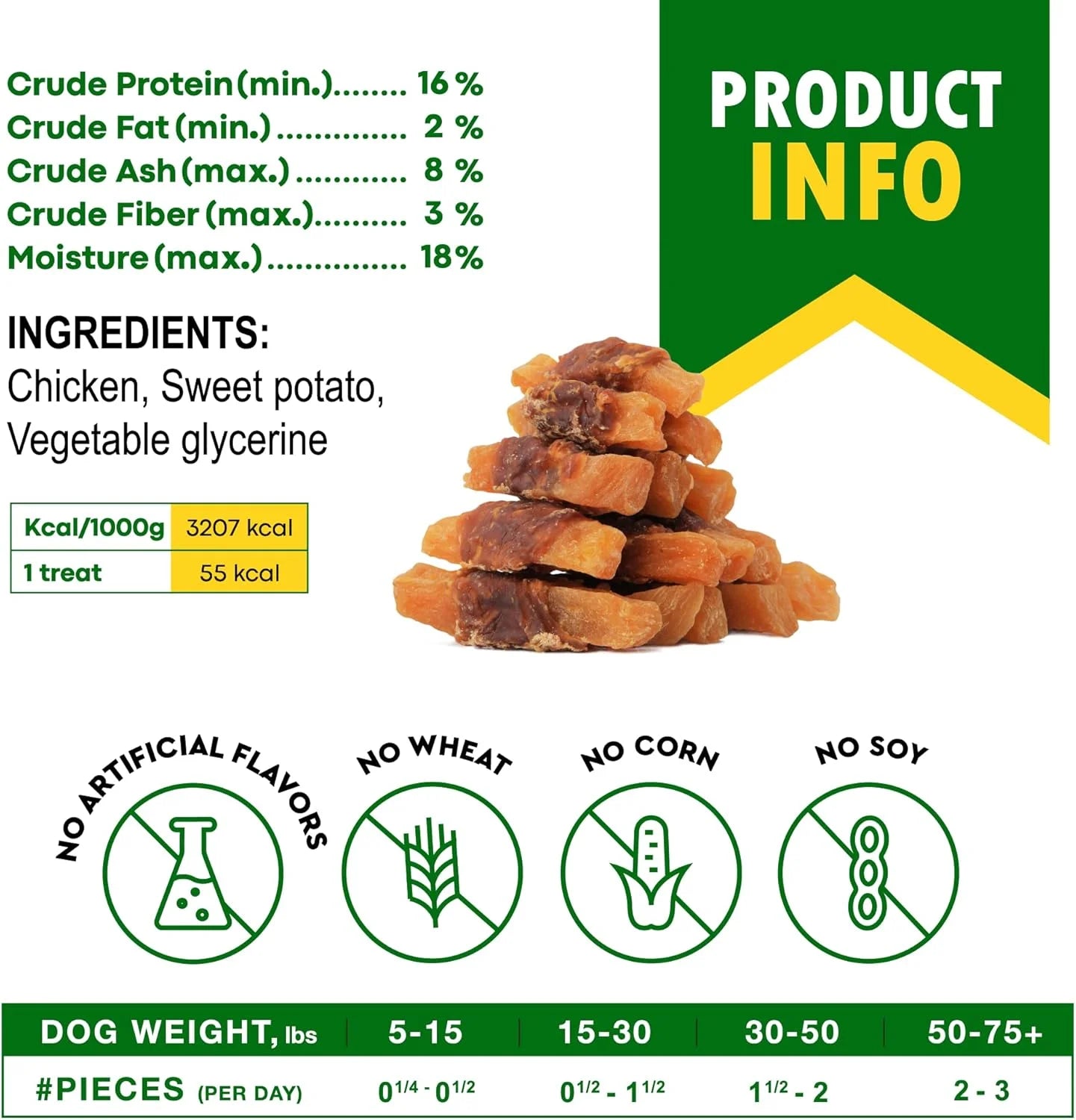 Dog Treats Sweet Potato Wrapped with Chicken 10.6 Oz & Pet Natural Chew - Grain Free Dried Snacks in Bulk - Best Twists for Training Small & Large Dogs