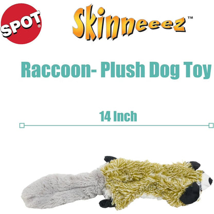 Skinneeez Raccoon Dog Toy – Soft No Stuffing Dog Toy with Squeaker, for Small & Medium Dogs, Best for Light to Moderate Chewers, 14In