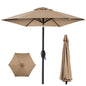 7.5Ft Heavy-Duty Outdoor Market Patio Umbrella W/ Push Button Tilt, Easy Crank - Tan
