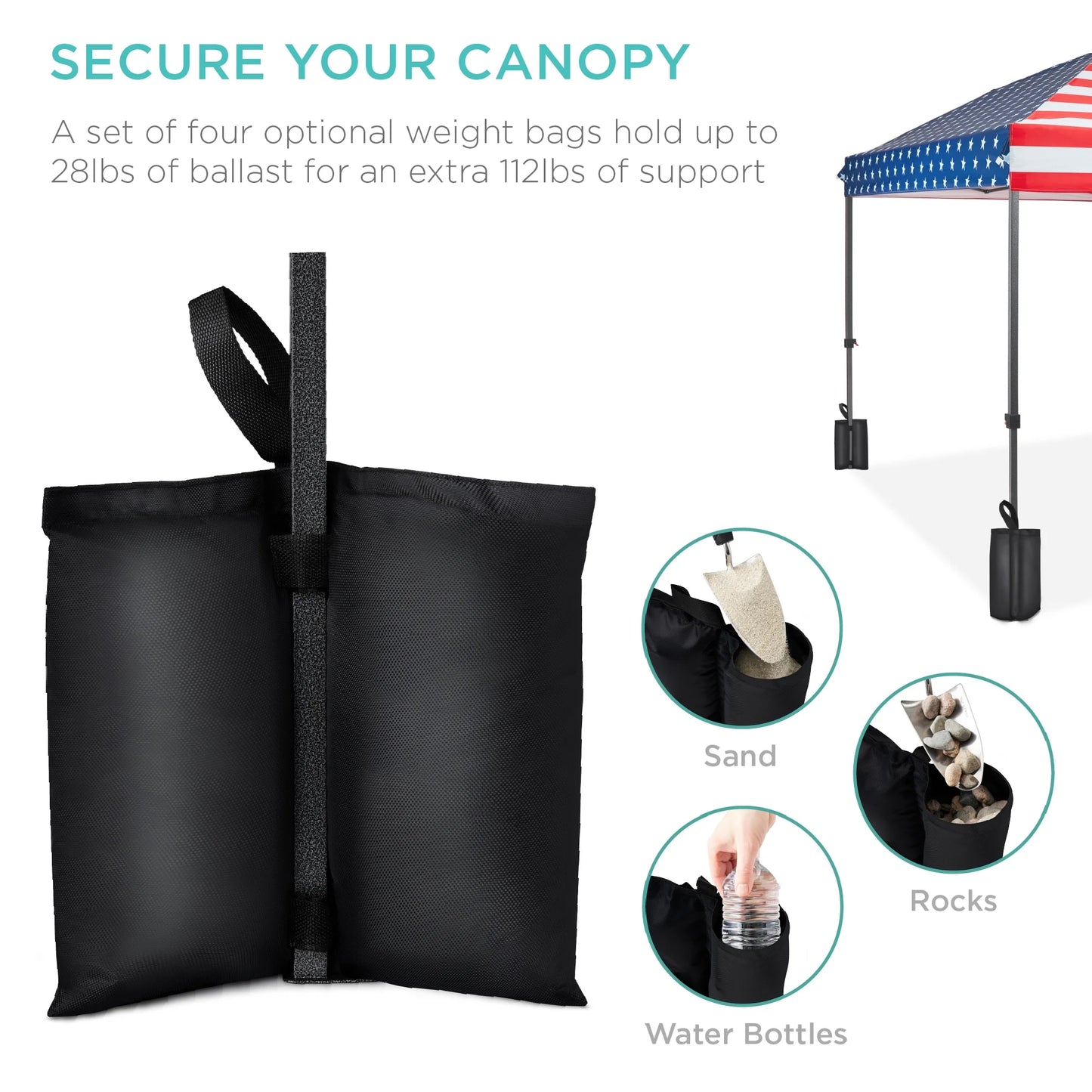 10X10Ft Easy Setup Pop up Canopy W/ 1-Button Setup, Wheeled Case, 4 Weight Bags - American Flag