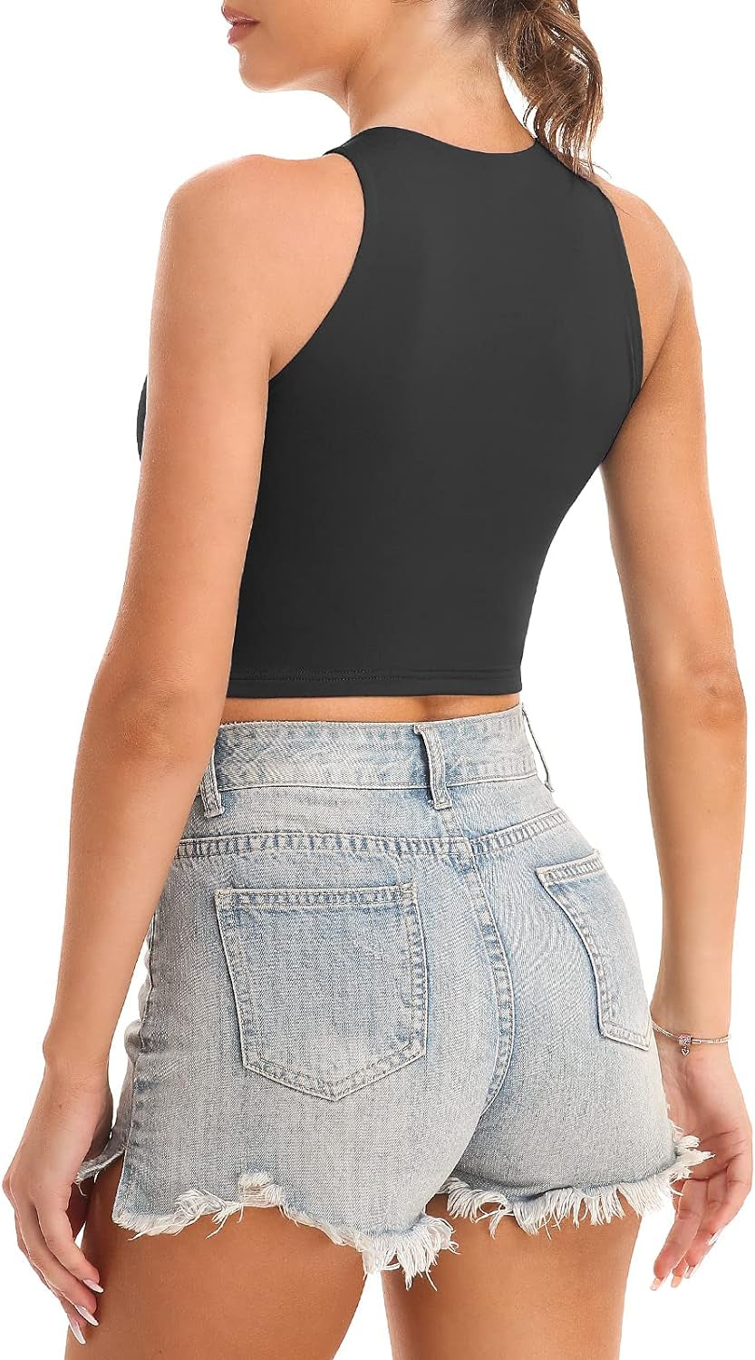 Workout Crop Tops for Women Cropped Racerback Halter Neck Shirts Sleeveless Yoga Tops Pack