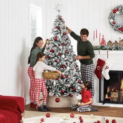 Artificial Flocked Christmas Tree, 12Ft Premium Unlit Pine Holiday Decor W/Metal Stand Green
