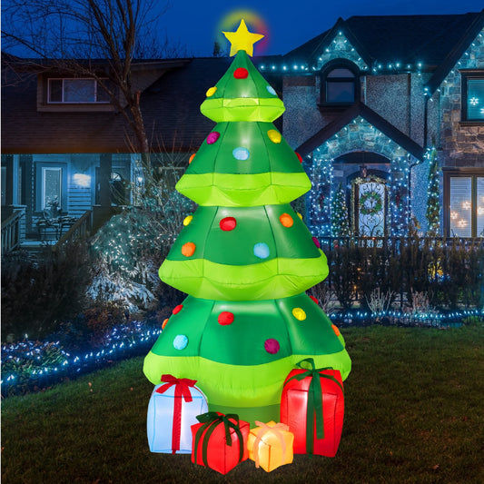 10Ft Inflatable Christmas Tree, Large Lighted Outdoor Blow up Decor W/ 10 LED Lights
