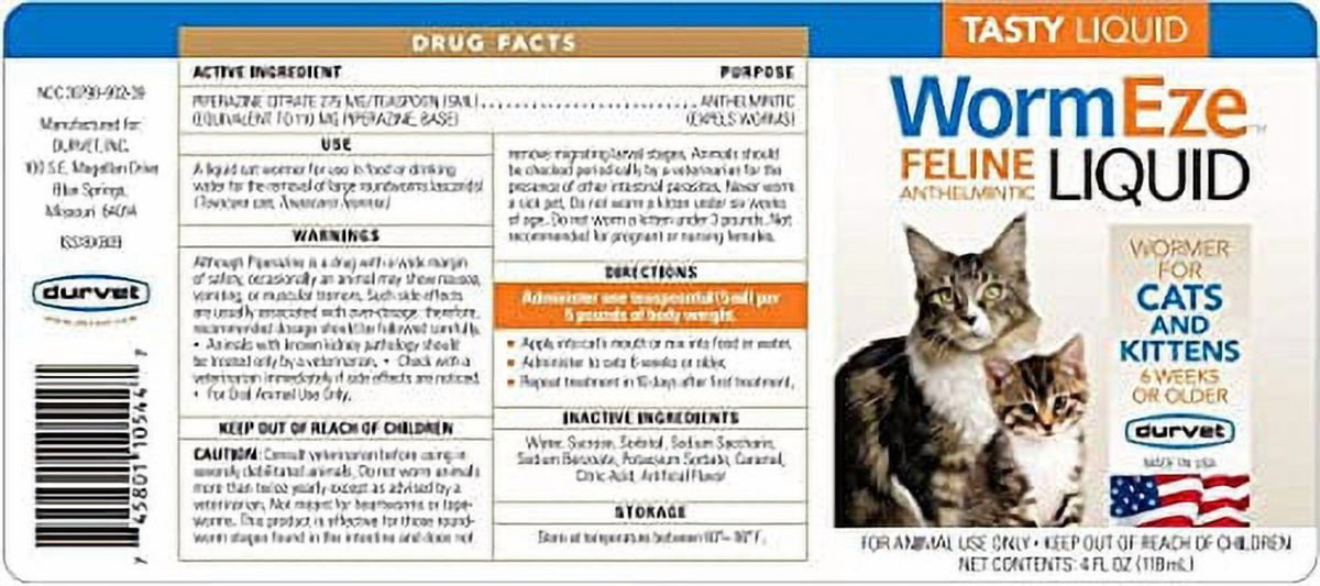 Feline Liquid Wormer for Cats & Kittens 4Oz