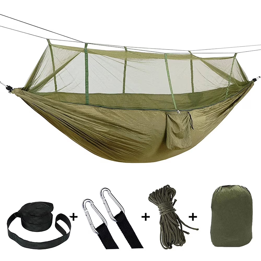 Camping Hammock, Portable Double Hammock Bug Net,Travel Hammock with Mosquito Net，Mesh and Hammock Closed Connection，Best for Outdoor, Hiking, Camping, Backpacking, Travel, Backyard