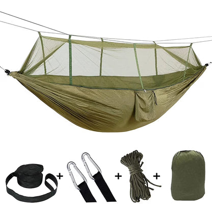 Camping Hammock, Portable Double Hammock Bug Net,Travel Hammock with Mosquito Net，Mesh and Hammock Closed Connection，Best for Outdoor, Hiking, Camping, Backpacking, Travel, Backyard