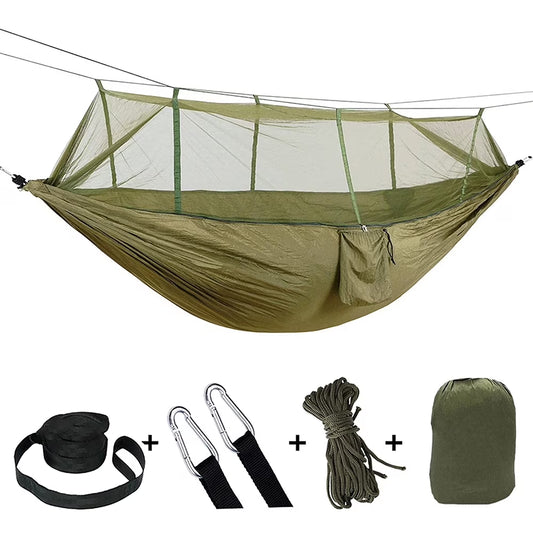 Camping Hammock, Portable Double Hammock Bug Net,Travel Hammock with Mosquito Net，Mesh and Hammock Closed Connection，Best for Outdoor, Hiking, Camping, Backpacking, Travel, Backyard