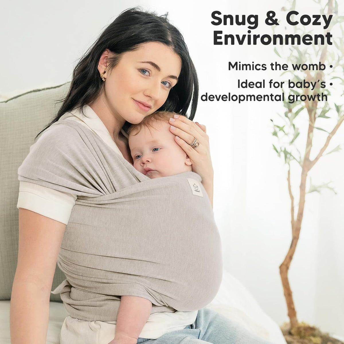 Baby Wrap Carrier - All in 1 Original Baby Carrier Newborn to Toddler Sling, Easy to Wear, Hands Free Bonding, Lightweight, Breathable Infant Wraps (Stone Gray)