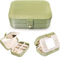 Travel Jewelry Organizer Boxes for Women Small Portable Necklace Earrings Bracelet Rings Travel Case Best Friend Birthday Gifts for Women Trendy (14_Crocodile_Avocade_Big)