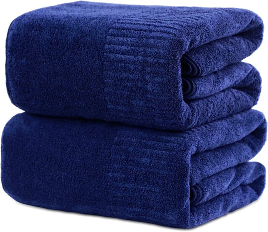 Bath Towel, Large Bathroom Towels 35X63 In, Super Absorbent Quick Drying Towels for Bathroom, Beach, Gym, Pool, 2 Count Navy Blue