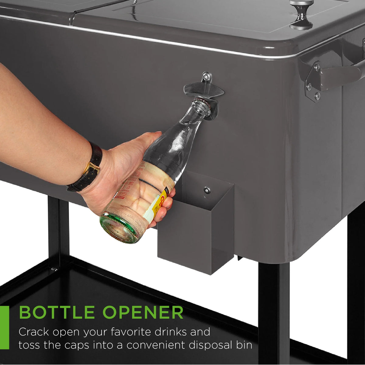 Best Choice Products 80Qt Steel Rolling Cooler Cart W/ Bottle Opener, Catch Tray, Drain Plug, Locking Wheels - Gray