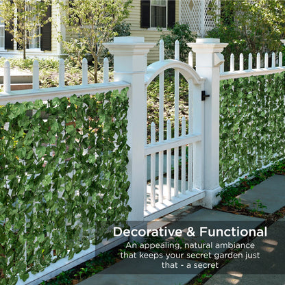 94X39In Artificial Faux Ivy Hedge Privacy Fence Screen for Outdoor Decor, Garden, Yard - Green