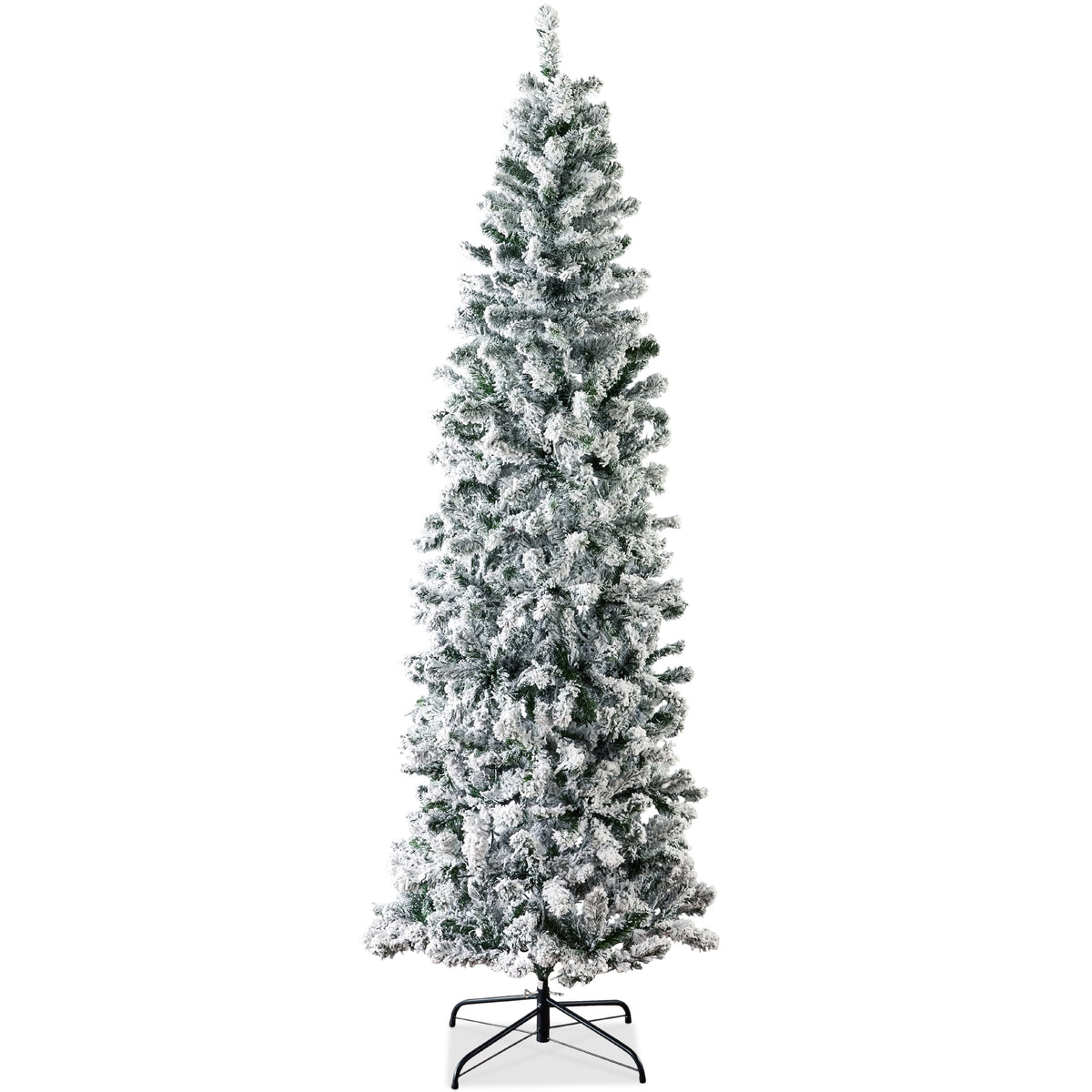6Ft Snow Flocked Artificial Pencil Christmas Tree Holiday Decoration W/ Metal Stand