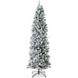 6Ft Snow Flocked Artificial Pencil Christmas Tree Holiday Decoration W/ Metal Stand