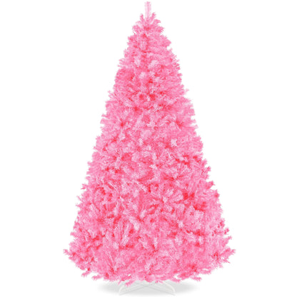 Artificial Christmas Tree, 9Ft Premium Unlit Pine Design, Dense Branches W/Easy Assembly - Pink