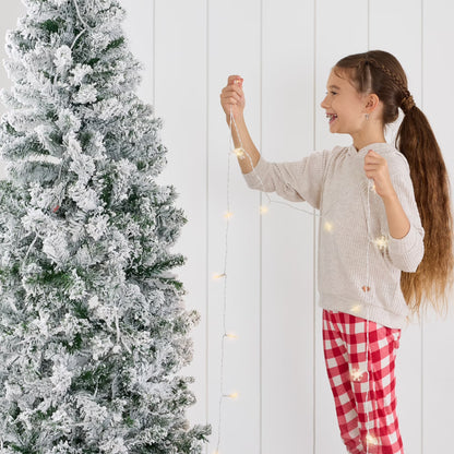 6Ft Snow Flocked Artificial Pencil Christmas Tree Holiday Decoration W/ Metal Stand