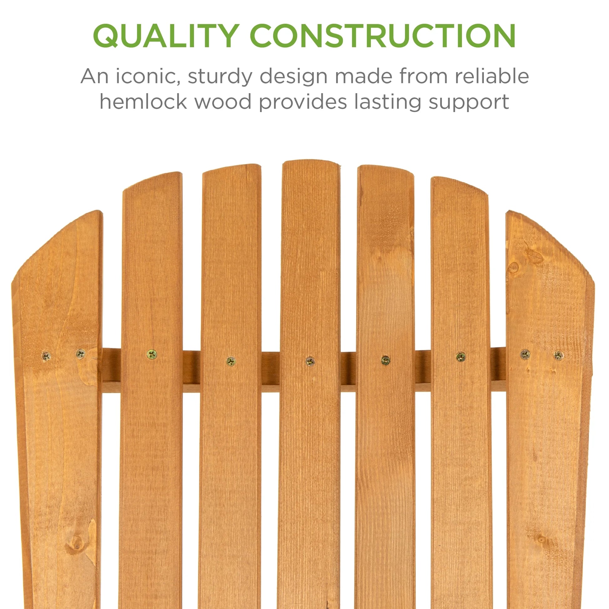 Folding Adirondack Chair Outdoor, Wooden Accent Lounge Furniture W/ 350Lb Capacity - Natural