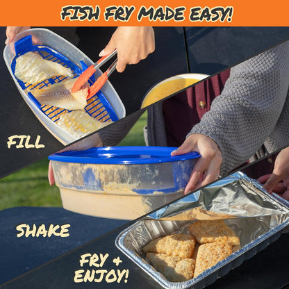 XL Original Better Breader Bowl 16" Mess-Free Breading Station for Chicken, Fish, Wings & Vegetables – Shake & Coat Batter Tray W Lid for Air Fryer Prep, Fish Fry, Tenders & Easy Cleanup