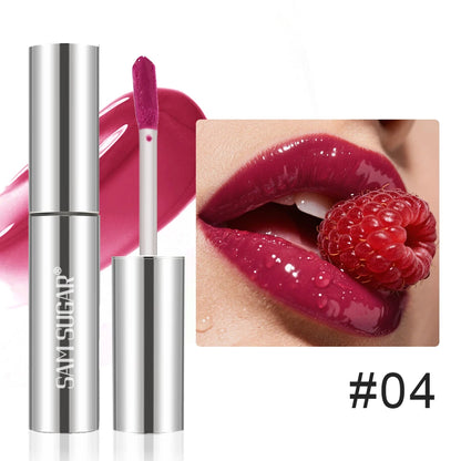 High Shine Lip Gloss Waterproof Smudge Proof Extended Wear Hydrating Raspberry Flavor Colorfast Lip Glaze
