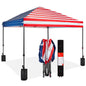 10X10Ft Easy Setup Pop up Canopy W/ 1-Button Setup, Wheeled Case, 4 Weight Bags - American Flag