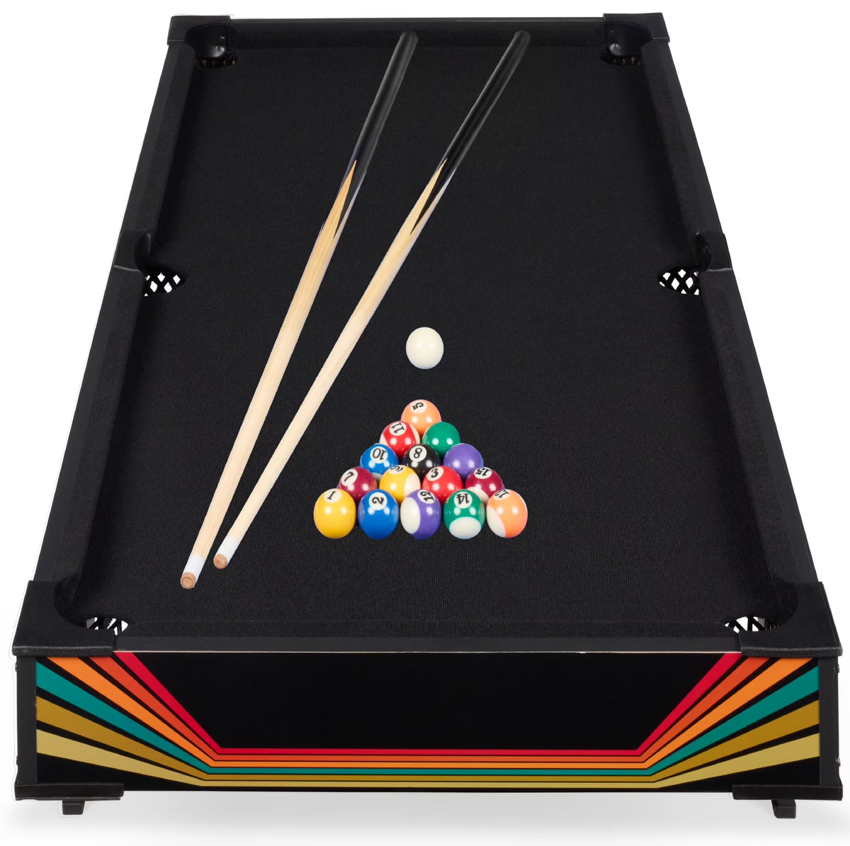 40In Tabletop Billiard Table, Pool Game Table W/ 2 Cue Sticks, Ball Set, Storage Bag - Arcade