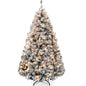 9Ft Pre-Lit Holiday Christmas Pine Tree W/ Snow Flocked Branches, 900 Warm White Lights