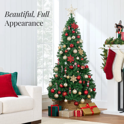 Artificial Christmas Tree, 4.5Ft Premium Unlit Pine Design, Dense Branches W/Easy Assembly - Green